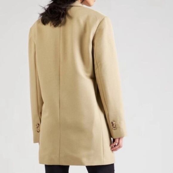 TOPSHOP‎ Button Dad Blazer Oversized Suit Jacket Asymmetrical Beige NWT Size 4 - Picture 11 of 11